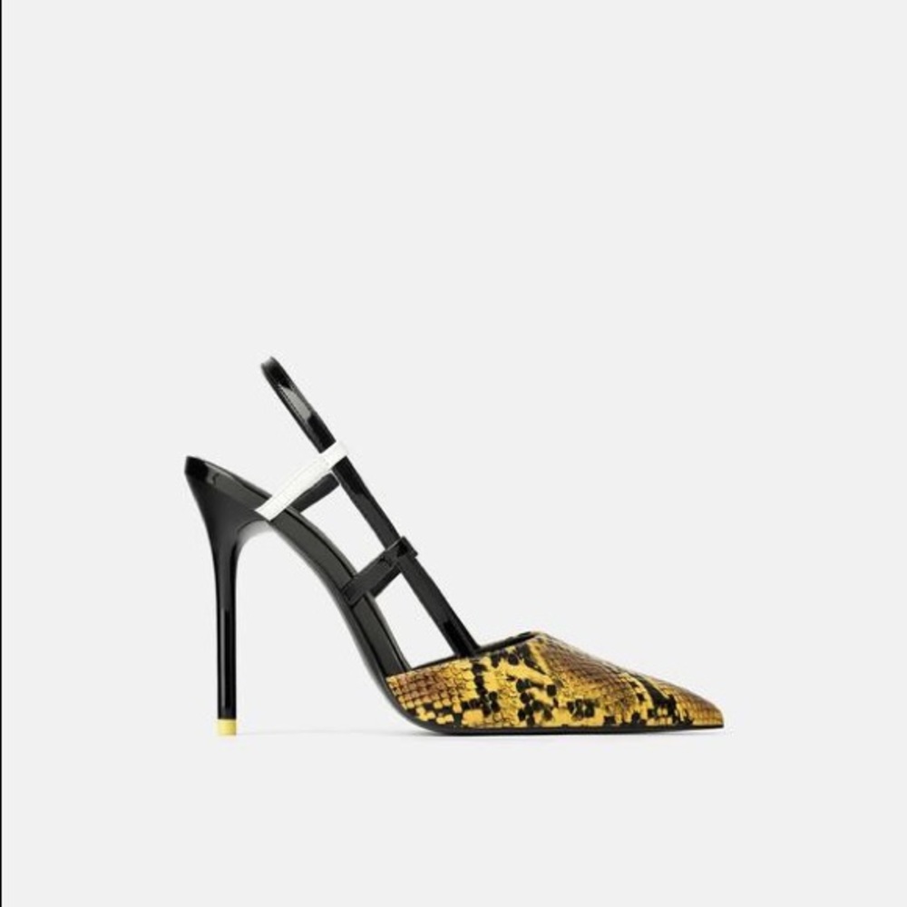 ZARA animal print slingback heels